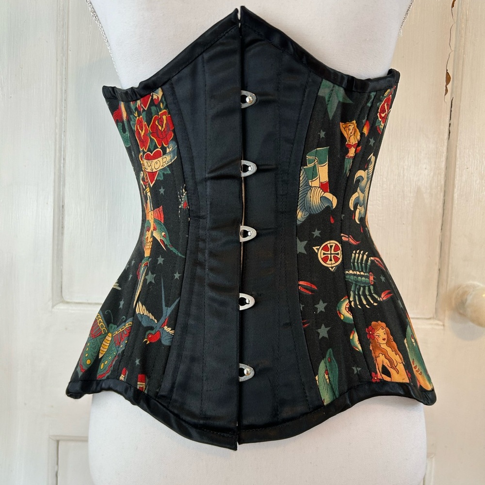 Isabella Corsetry Josephine Underbust Tattoo Print Steel Boned Corset size 20”